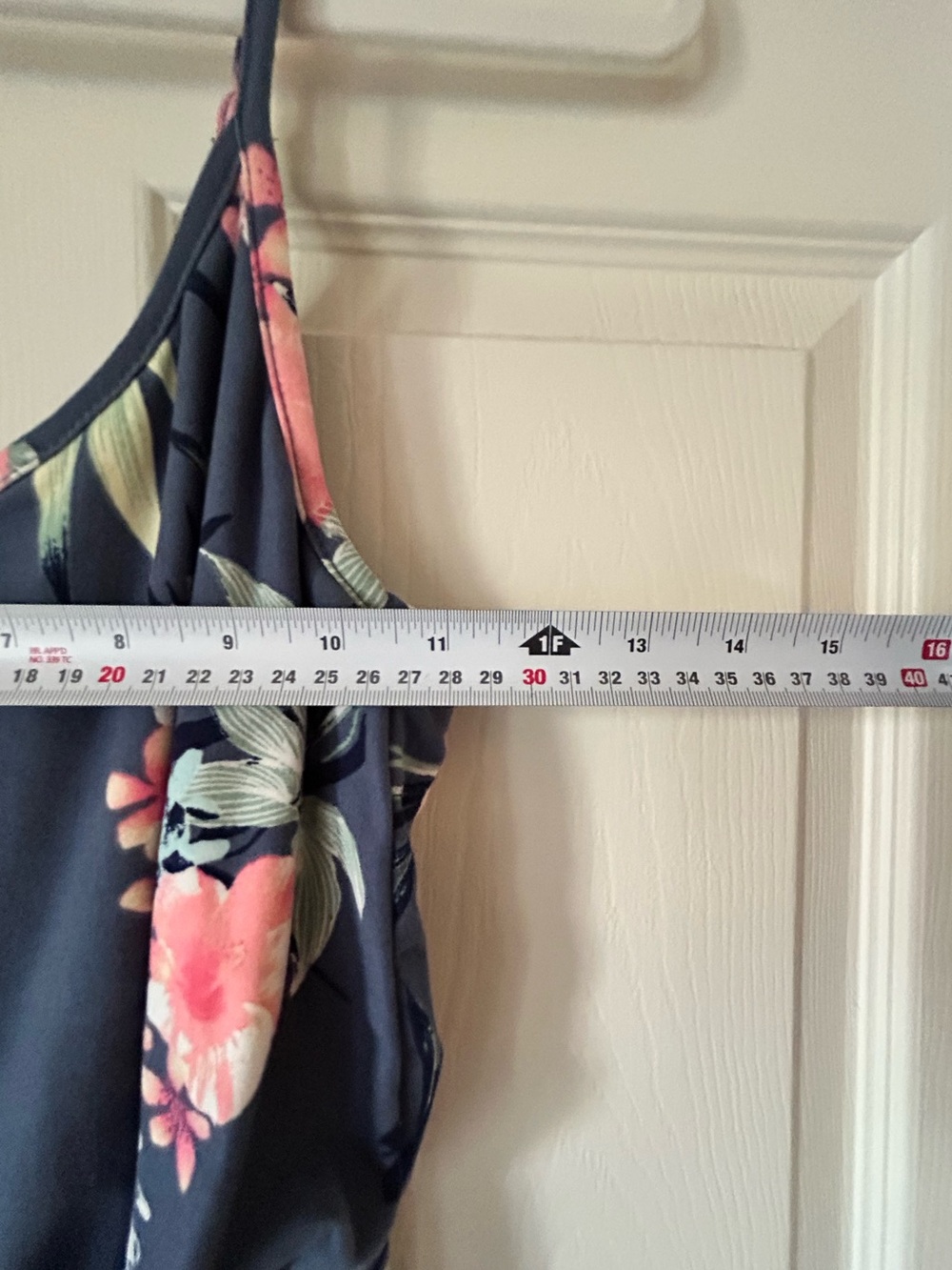 Derek Heart Navy Floral Maxi Dress Spaghetti Strap Elastic Waist - Size Small - Picture 12 of 15